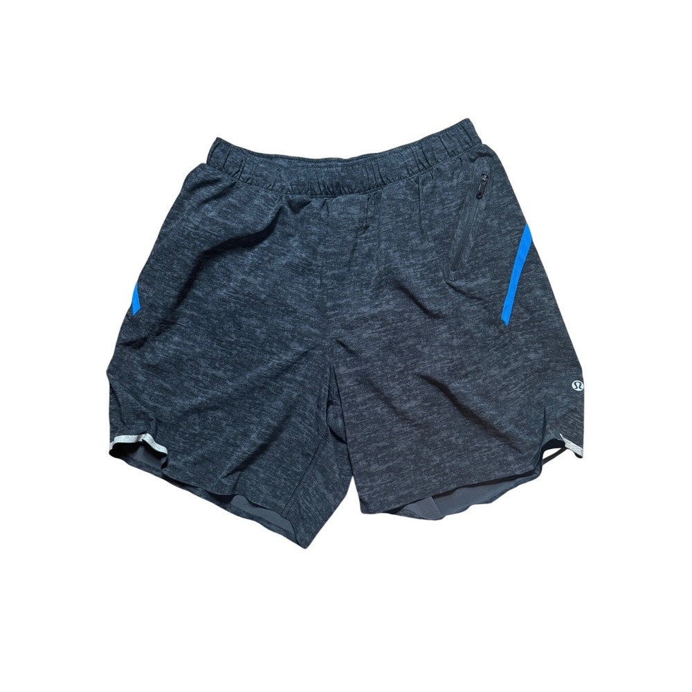 lululemon athletica Men's Surge Shorts Black Heathered Blue Accents Size Medium